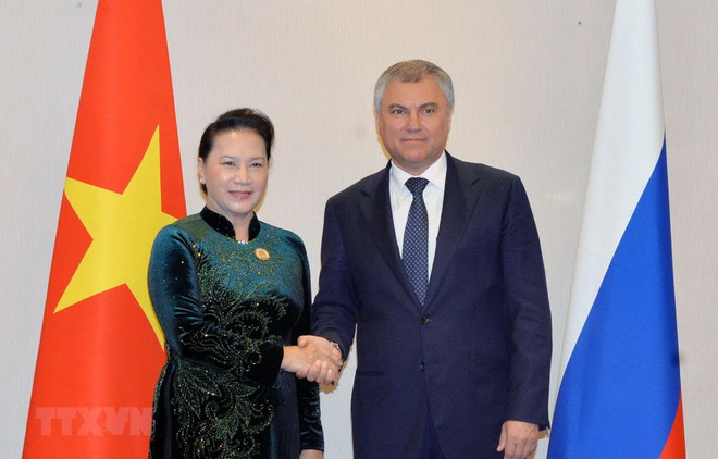 Entrevue entre la présidente de l’AN du Vietnam et le président de la Douma d'Etat de Russie ảnh 1 Entrevue entre la présidente de l’AN du Vietnam et le président de la Douma d'Etat de Russie ảnh 1