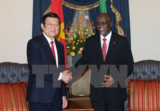 Le président Truong Tan Sang s'entretient avec son homologue tanzanien John Magufuli ảnh 1 Le président Truong Tan Sang s'entretient avec son homologue tanzanien John Magufuli ảnh 1