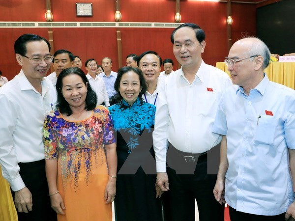 Le président Tran Dai Quang rencontre des électeurs de Ho Chi Minh-Ville ảnh 1 Le président Tran Dai Quang rencontre des électeurs de Ho Chi Minh-Ville ảnh 1
