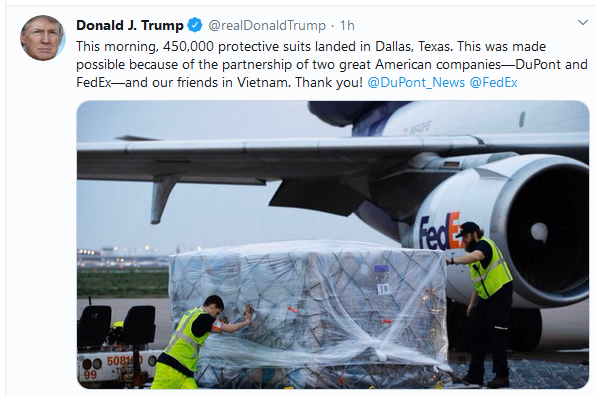 Donald Trump estime la coopération avec le Vietnam dans la lutte contre la pandémie de COVID-19 ảnh 1 Donald Trump estime la coopération avec le Vietnam dans la lutte contre la pandémie de COVID-19 ảnh 1