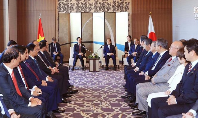 Le président Vo Van Thuong reçoit des responsables de l'Alliance d'amitié parlementaire Japon-Vietnam ảnh 1 Le président Vo Van Thuong reçoit des responsables de l'Alliance d'amitié parlementaire Japon-Vietnam ảnh 1