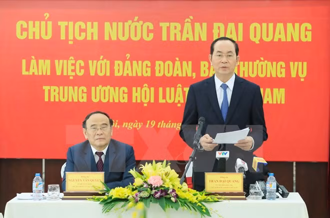 Le président Tran Dai Quang travaille avec l’Association des juristes du Vietnam ảnh 1