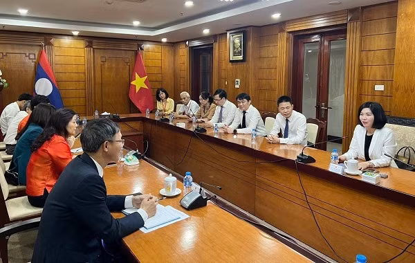 Une délégation de la ville de Hanoï en visite de travail au Laos ảnh 1