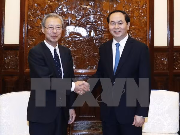 Le président Tran Dai Quang reçoit le président et rédacteur en chef de Kyodo ảnh 1