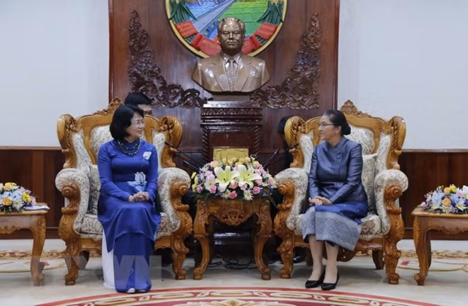 La vice-présidente Dang Thi Ngoc Thinh reçoit le président de l'Association d'amitié Laos-Vietnam ảnh 1