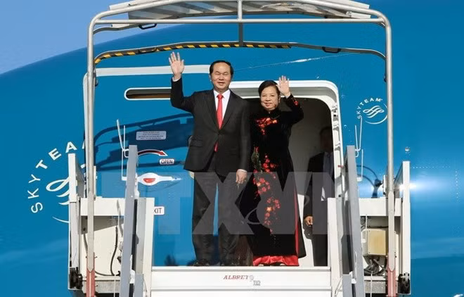 Le président Tran Dai Quang et son épouse en visite d'Etat en Chine ảnh 1