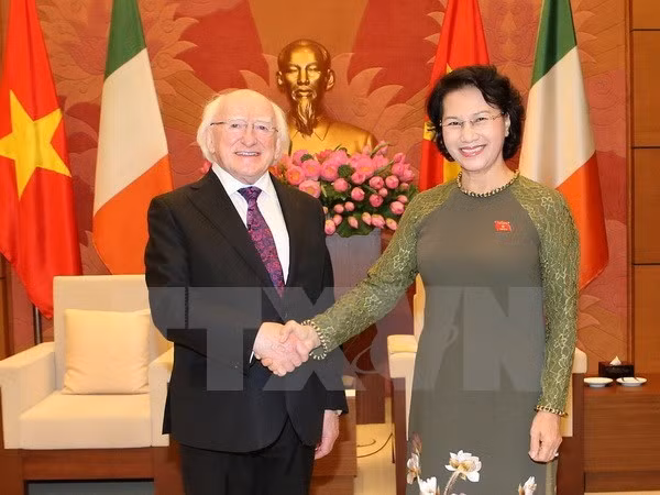 La présidente de l'Assemblée nationale reçoit le président irlandais Michael D. Higgins ảnh 1