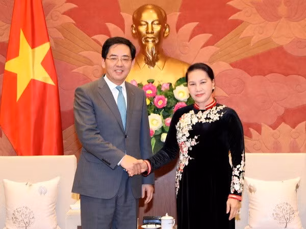 La présidente de l’AN reçoit l’ambassadeur chinois Hong Xiaoyong ảnh 1