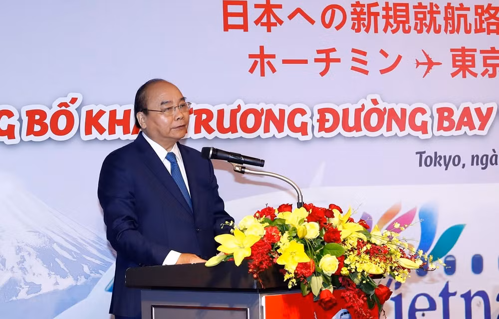 Nguyen Xuan Phuc à la cérémonie de publication de deux nouvelles lignes de Vietjet Air vers le Japon ảnh 1
