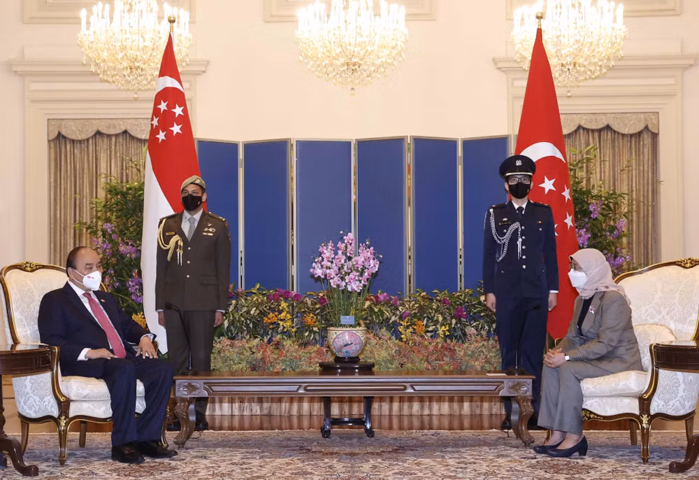 Rencontre entre les présidents vietnamien et singapourien ảnh 2