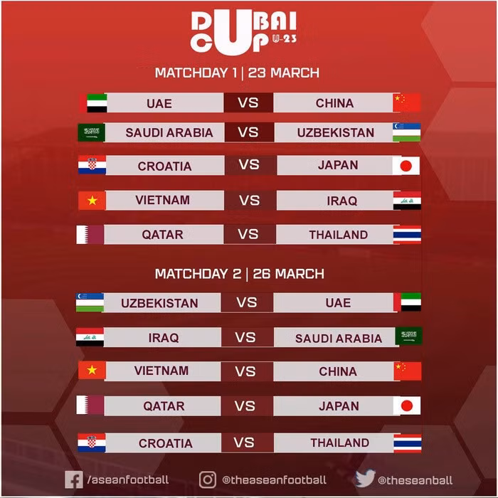 Football U23 : le Vietnam rencontrera la Chine au tournoi international de la Coupe de Dubai 2022 ảnh 1