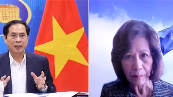 Le ministre vietnamien des AE reçoit l'envoyée spéciale du secrétaire général de l'ONU pour le Myanmar ảnh 1