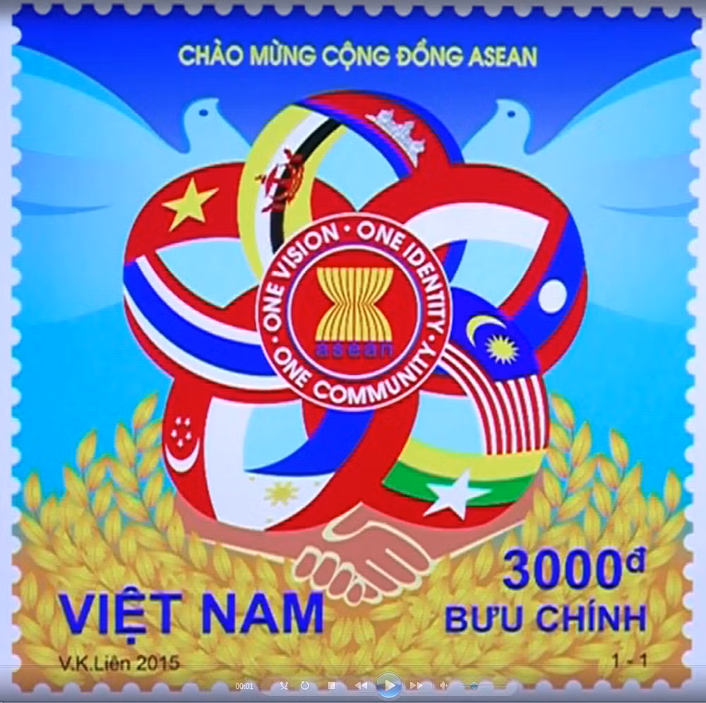 Un timbre saluant la création de la Communauté de l’ASEAN ảnh 1