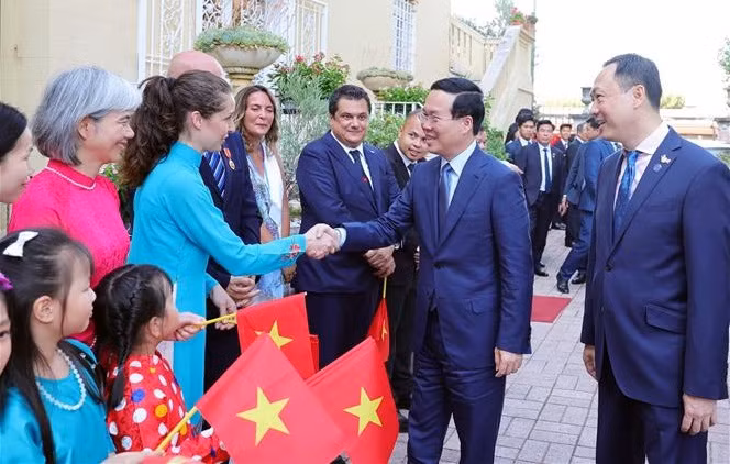 Le président Vo Van Thuong rencontre des Viet kieu et des amis italiens proches du Vietnam ảnh 1
