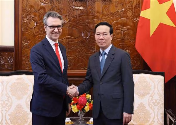 Le président Vo Van Thuong reçoit le chef de la Délégation de l’UE au Vietnam ảnh 1