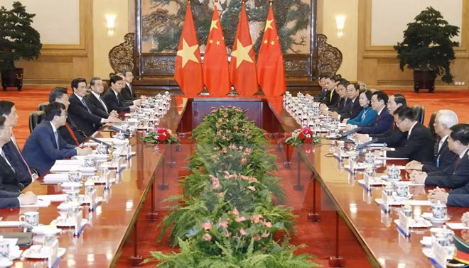 Vietnam-Chine : Entretien entre Trân Dai Quang et Xi Jinping à Pékin ảnh 1