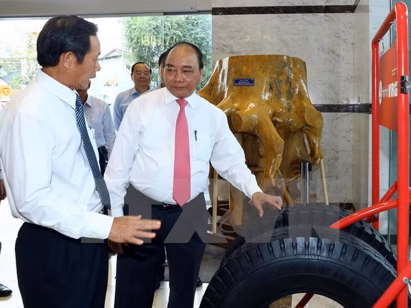 Le chef du gouvernement travaille avec le Groupe de caoutchouc du Vietnam ảnh 2