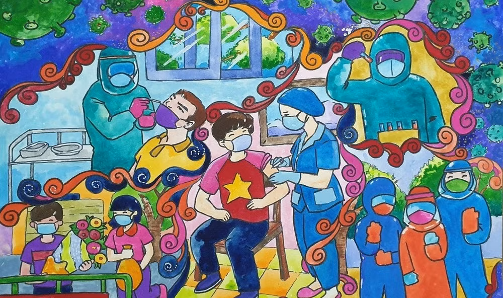 Une élève de 8e année de HCM-Ville remporte le prix spécial du concours de dessin sur le combat anti-COVID-19 ảnh 2