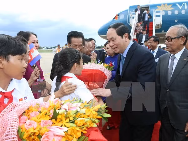 Le président du Vietnam en visite d’Etat au Cambodge ảnh 1