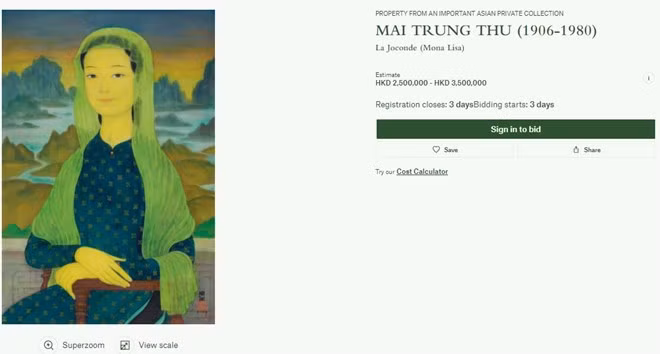 L'œuvre "La Joconde" du peintre vietnamien Mai Trung Thu mise aux enchères ảnh 1