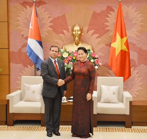 La présidente de l’AN reçoit le président de l’Institut cubain d’Amitié avec les peuples ảnh 1