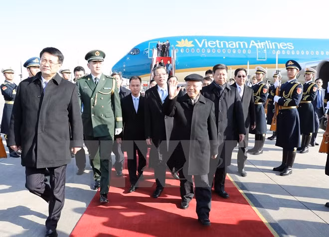 Cérémonie d'accueil du secrétaire général du PCV Nguyen Phu Trong à Pékin ảnh 1