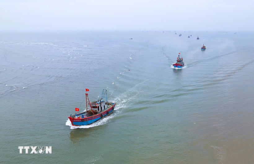 Les bateaux de pêche de la commune de Ngoc Bich, province de nghê An. Photo: VNA