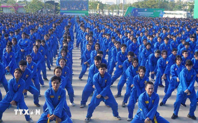 Démonstration massive et spectaculaire du Vovinam à Hô Chi Minh-Ville. Photo: VNA