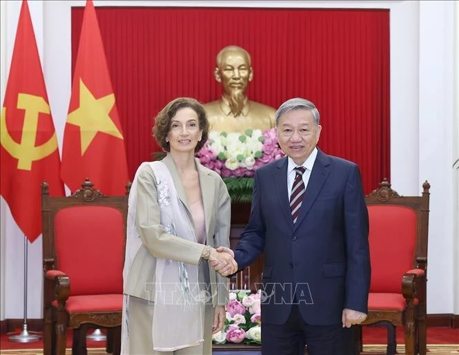 Le secrétaire général du Parti, Tô Lâm et Audrey Azoulay, directrice générale de l'UNESCO. Photo: VNA