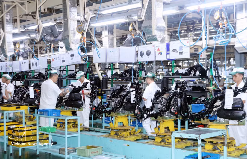 La chaîne de production de la société Honda Vietnam dans le parc industriel de Dông Van II, province de Ninh Binh (Nord). Photo: VNA
