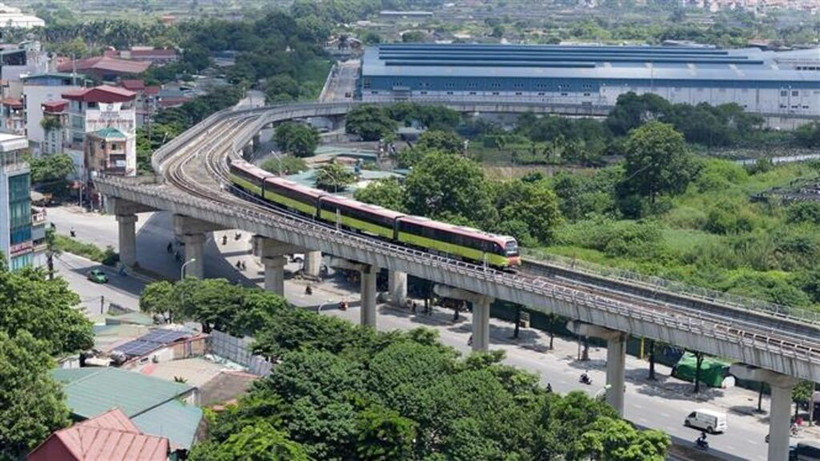 Un tronçon de la ligne ferroviaire urbaine Nhôn - Gare de Hanoï. Photo: VNA