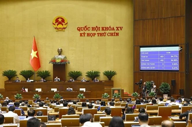 Une séance plénière de la 9e session de la 15e Assemblée nationale. Photo: VNA