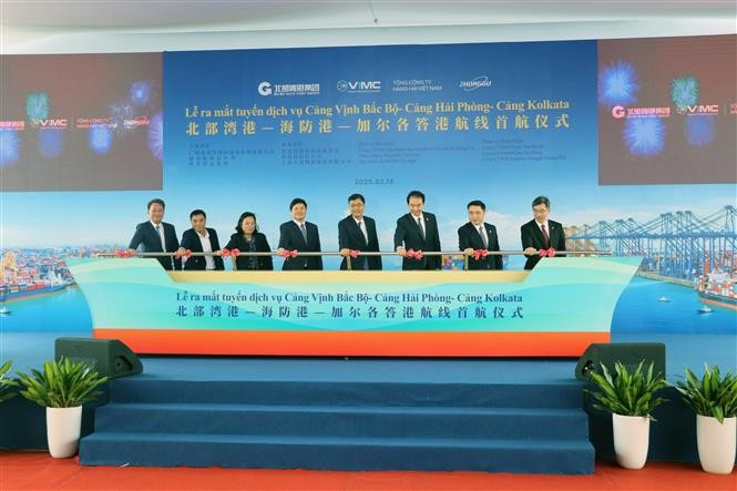 Lancement d’une nouvelle ligne maritime stratégique entre le Golfe du Tonkin, Hai Phong et Kolkata. Photo: VNA