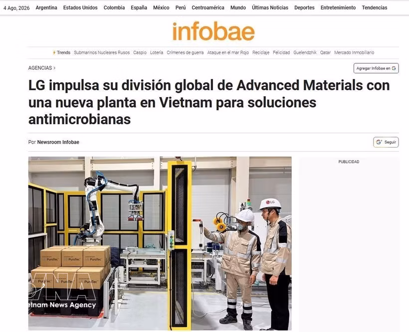 Le quotidien Infobae, l’un des principaux journaux d’Argentine. Photo : Capture d’écran.
