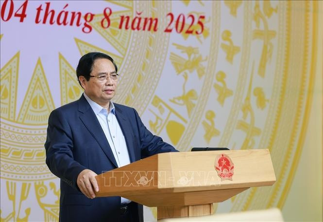 Le Premier ministre Pham Minh Chinh s'exprime lors de la deuxième réunion du Comité directeur national sur le développement de l'industrie des semi-conducteurs. Photo: VNA