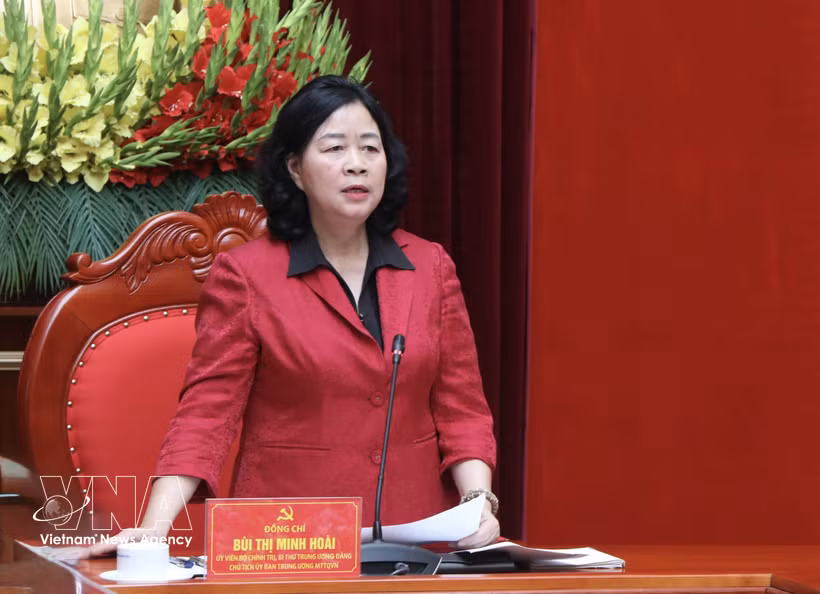 Bui Thi Minh Hoai, membre du Bureau politique et secrétaire du Comité central du Parti communiste du Vietnam, présidente du Comité central du Front de la Patrie du Vietnam. Photo: VNA