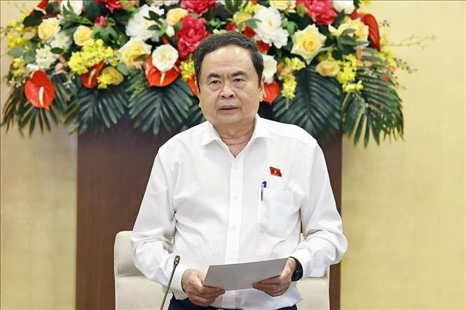 Le président de l'Assemblée nationale Trân Thanh Mân s'exprime lors de la clôture de la 47e réunion du Comité permanent de l'Assemblée nationale. Photo: VNA 