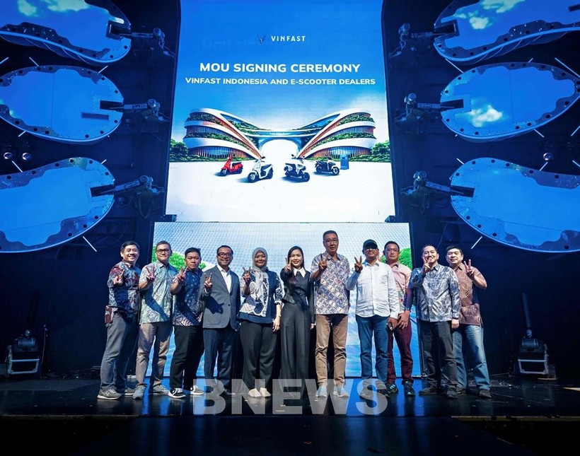 VinFast renforce son réseau de motos électriques en Indonésie. Photo: Bnews