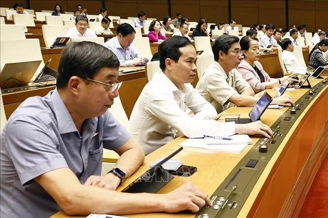 L'Assemblée nationale (AN) approuve la Résolution sur un certain nombre de mécanismes et de politiques spécifiques pour le développement du secteur économique privé. Photo: VNA