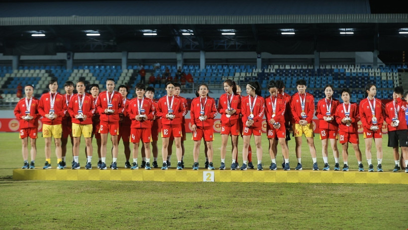 Les footballeuses vietnamiennes. Photo: VNA