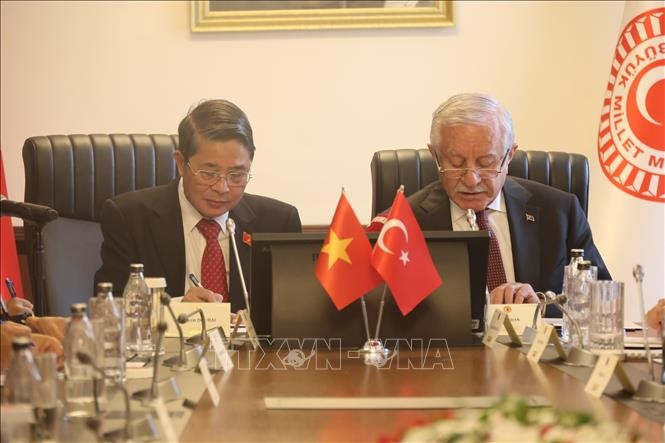 Le vice-président de l’AN Nguyên Duc Hai et le vice-président de la Grande Assemblée nationale de Turquie, Celal Adan. Photo: VNA