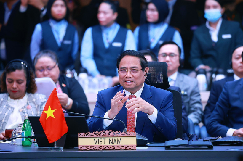 Le Premier ministre Pham Minh Chinh s'exprime lors du Sommet. Photo: VNA