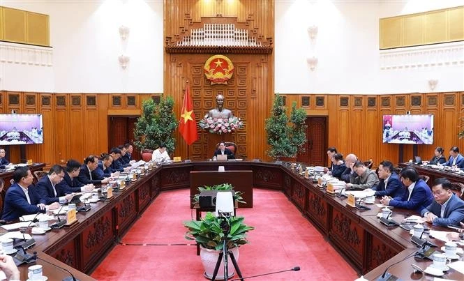 Le Premier ministre Pham Minh Chinh a présidé ce samedi 25 janvier une visioconférence sur la mise en œuvre de la première phase du projet de l'aéroport international de Long Thanh, installé dans la province de Dông Nai (Sud). Photo: VNA