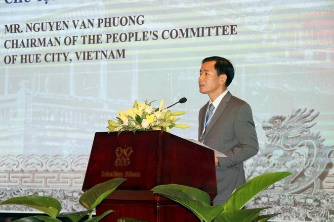 Nguyen Van Phuong, président du Comité populaire de la ville de Huê s'exprime lors de l'événement. Photo : VNA nguyen-van-phuong-resize.jpg