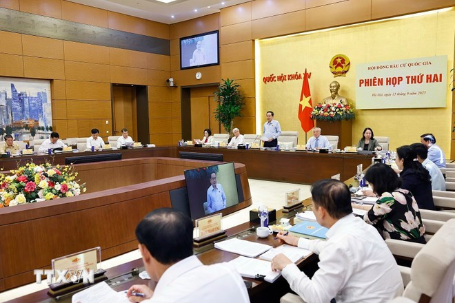 Scène de la deuxième session du Conseil électoral national. Photo : VNA hoi-dong-bau-cu-1-1.jpg