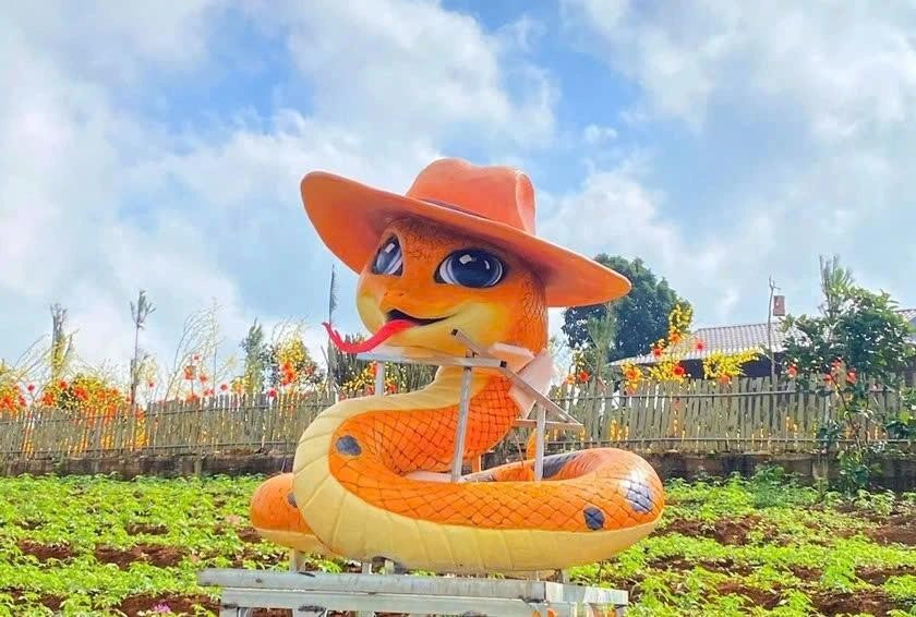 La mascotte de serpent de Quang Tri, fabriquée par l’artisan Dinh Van Tam, a attiré l’attention avec son design unique et accrocheur, mettant en vedette un chapeau de cow-boy. Sixième des douze animaux du zodiaque, le serpent est associé à la sagesse, au charme, à l’élégance et à la transformation. Les natifs de ce signe sont souvent vus comme réfléchis, calmes et perspicaces. Ils sont également associés à la ruse et à la capacité de résoudre des problèmes complexes grâce à leur intelligence. - VNA