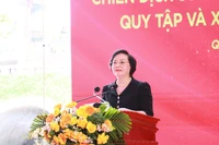 La vice-Première ministre Pham Thi Thanh Tra s'exprime lors de la cérémonie. Photo: VNA