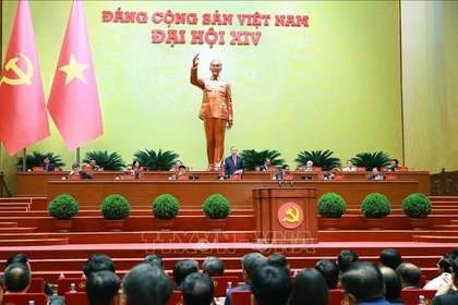 Lors du 14e Congrès national du Parti communiste du Vietnam. Photo : VNA