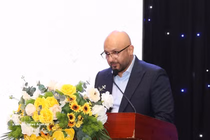 Rashid Abdulmajid Ibarhim Mohammed Al Ali, vice-président de la Fédération asiatique de karaté, prononce un discours lors de la cérémonie d'ouverture. Photo: VNA