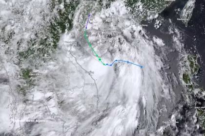 Trajectoire et position du centre du typhon Maysak à 13 h 00 le 3 juillet 2026. Photo : VNA
